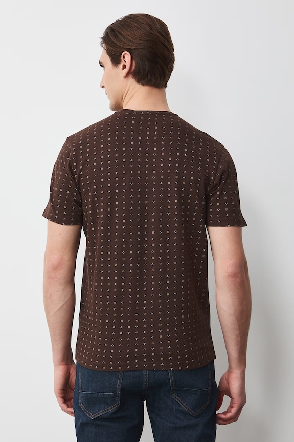 Odzież T-shirt męski bawełniany z elastanem RS26-TSM055 brązowy