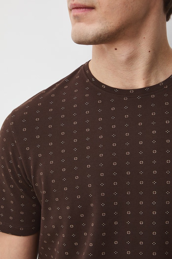 T-shirt męski bawełniany z elastanem RS26-TSM055 brązowy