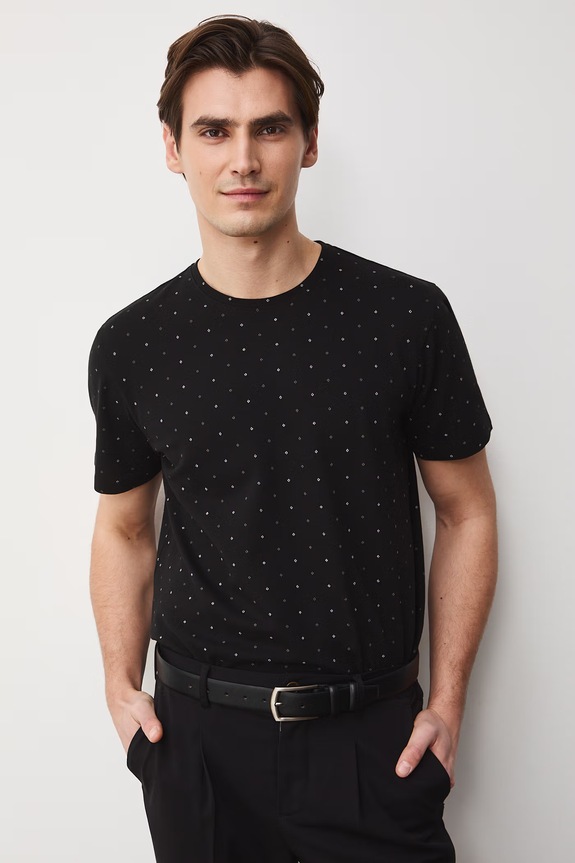 t-shirt męski bawełniany z elastanem czarny RS26-TSM055