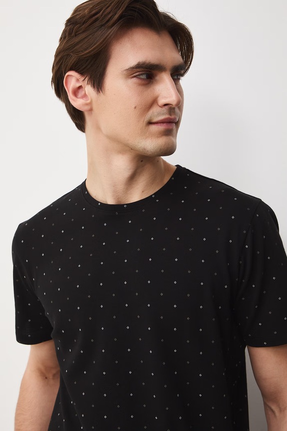 t-shirt męski bawełniany z elastanem czarny RS26-TSM055
