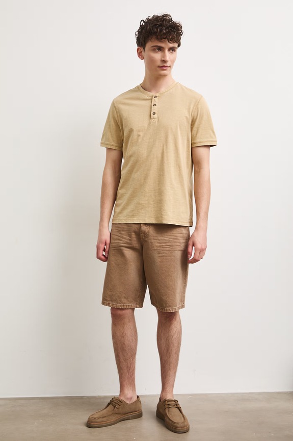 Polo tričko pánske bavlnené s efektom prania RS26-TSM090 béžová RS26