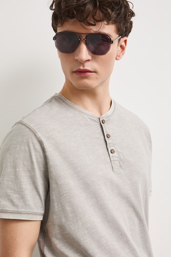 Polo tričko pánske bavlnené s efektom prania sivá RS26-TSM090