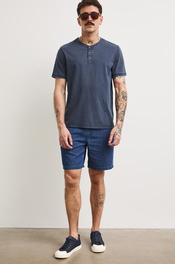 Polo męskie bawełniane z efektem sprania RS26-TSM090 granatowy RS26