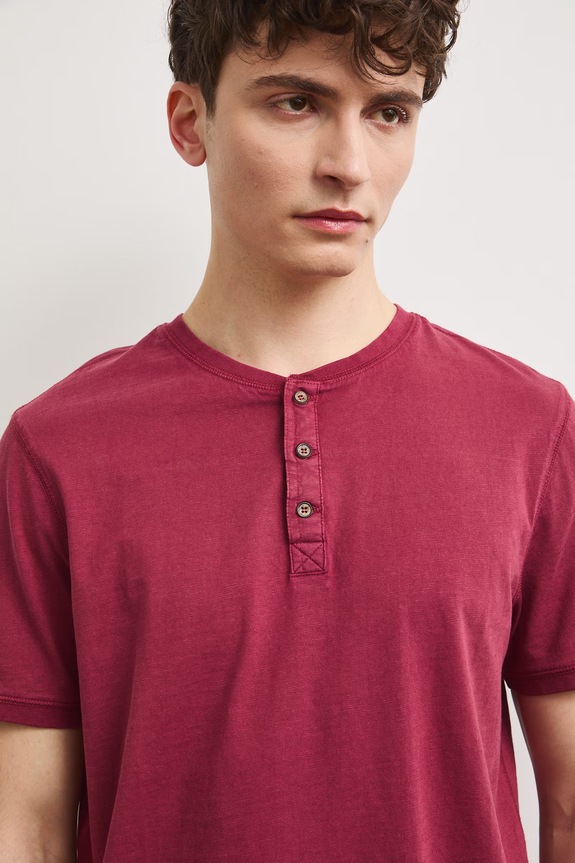 Polo tričko pánske bavlnené s efektom prania burgundské RS26-TSM090