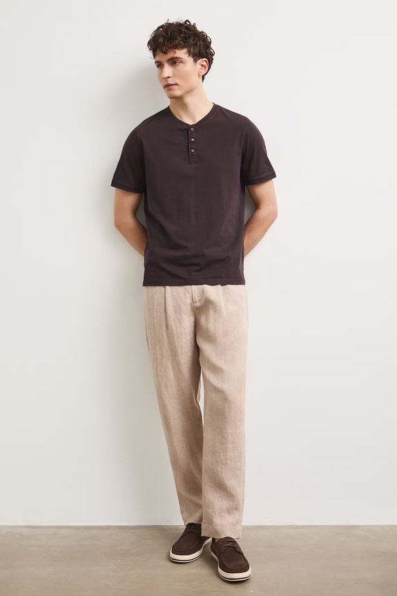 Polo męskie bawełniane z efektem sprania RS26-TSM090 brązowy RS26