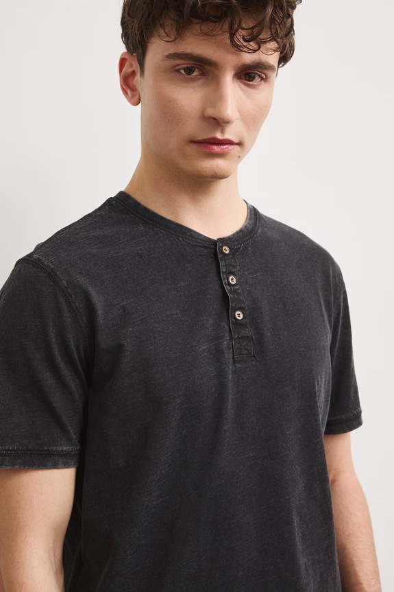 Polo tričko pánske bavlnené s efektom prania čierna RS26-TSM090