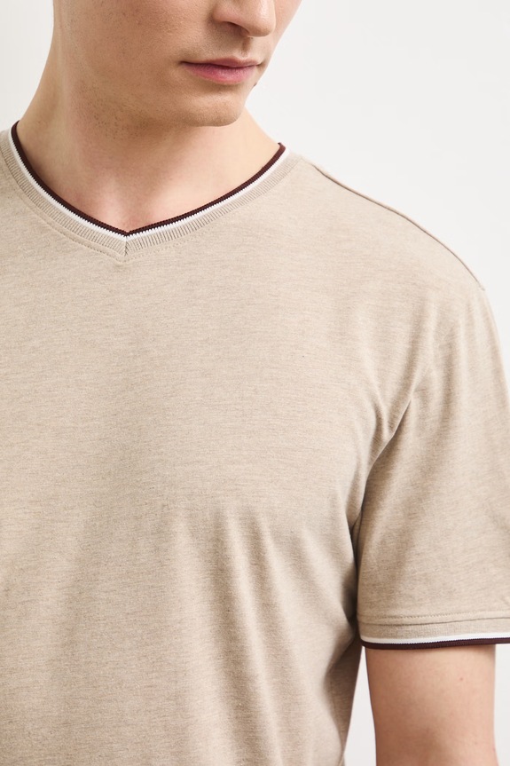 T-shirt męski gładki RS26-TSM092 beżowy