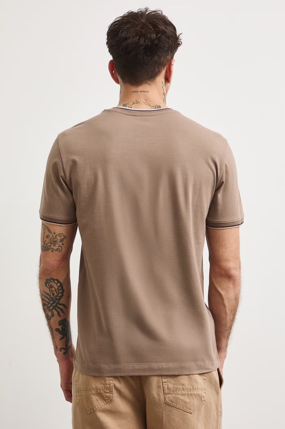 Odzież T-shirt męski bawełniany z elastanem gładki RS26-TSM092 brązowy