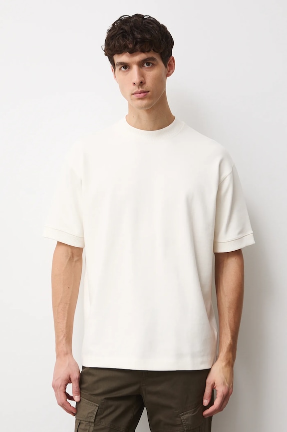 T-shirt męski interlock gładki beżowy RS26-TSM100