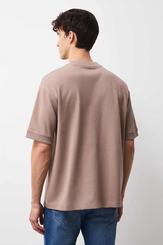Odzież T-shirt męski interlock gładki RS26-TSM100 beżowy