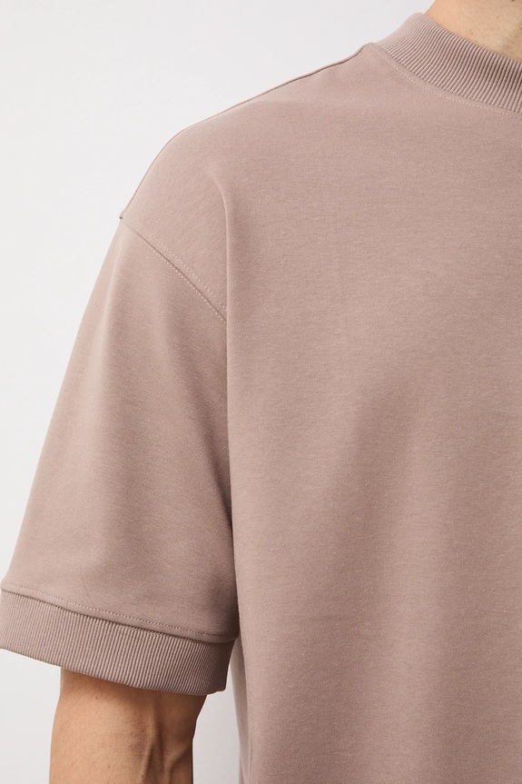 T-shirt męski interlock gładki RS26-TSM100 beżowy