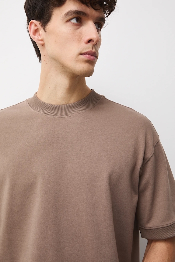 T-shirt męski interlock gładki brązowy RS26-TSM100