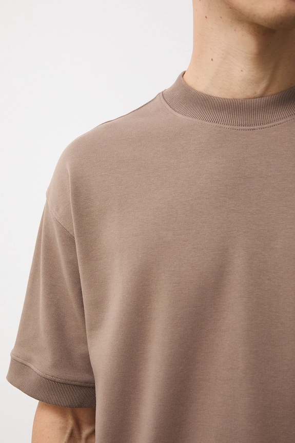 T-shirt męski interlock gładki RS26-TSM100 brązowy