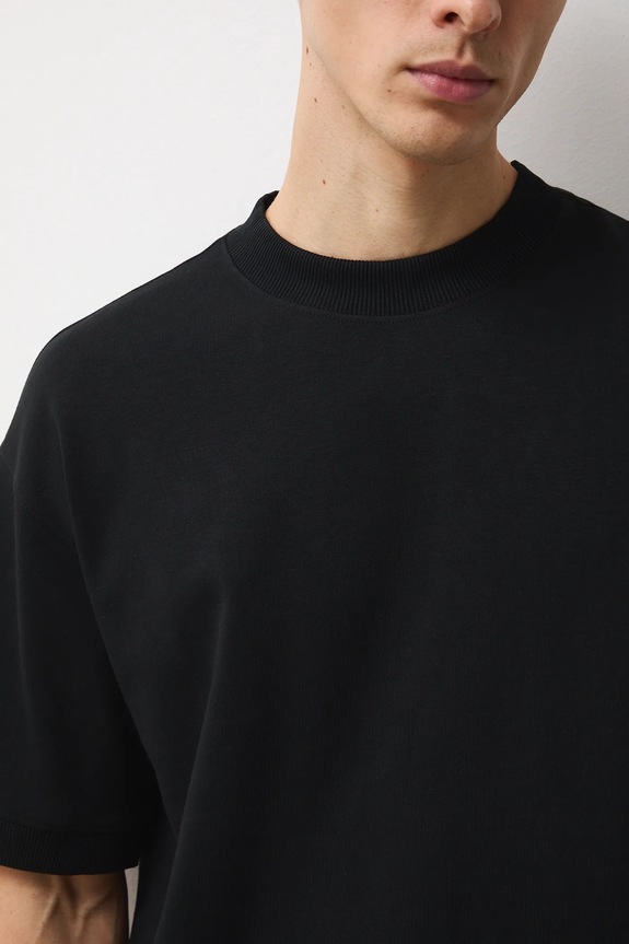 T-shirt męski interlock gładki RS26-TSM100 czarny