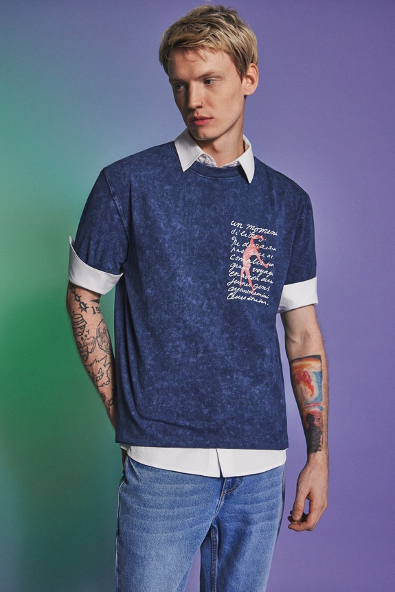 T-shirt bawełniany męski z kolekcji Eviva L'arte RS26-TSM250 granatowy RS26