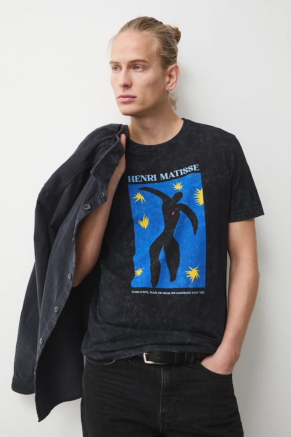 T-shirt bawełniany męski z kolekcji Eviva L'arte okrągły czarny RS26-TSM251