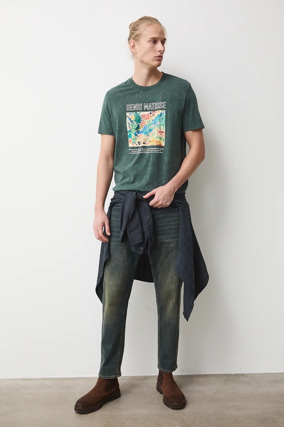 T-shirt bawełniany męski z kolekcji Eviva L'arte RS26-TSM253 zielony RS26