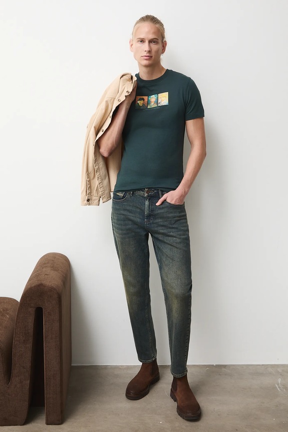 Odzież T-shirt bawełniany męski z kolekcji Eviva L'arte RS26-TSM258 turkusowy