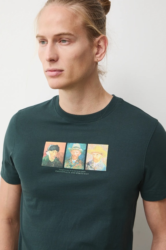 T-shirt bawełniany męski z kolekcji Eviva L'arte RS26-TSM258 turkusowy
