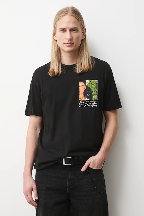T-shirt bawełniany męski z kolekcji Frida RS26-TSM264 czarny RS26