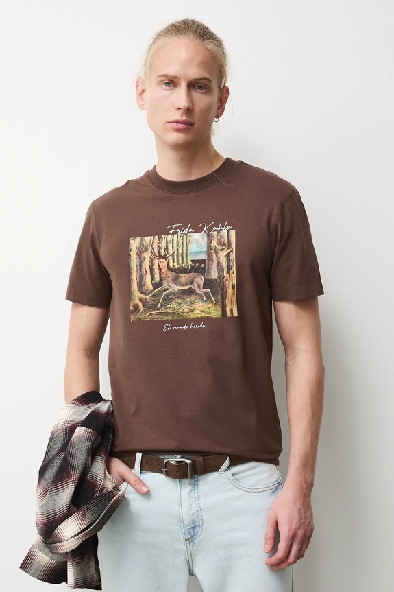 T-shirt męski z kolekcji Frida RS26-TSM265 brązowy