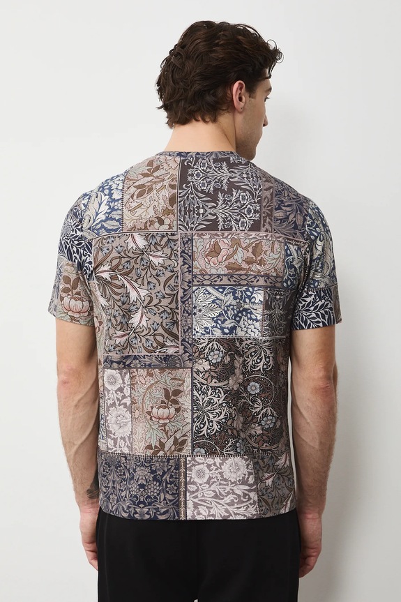 Oblečenie Bavlnené tričko pánske s elastanom vzorovaný RS26-TSM306 hnedá