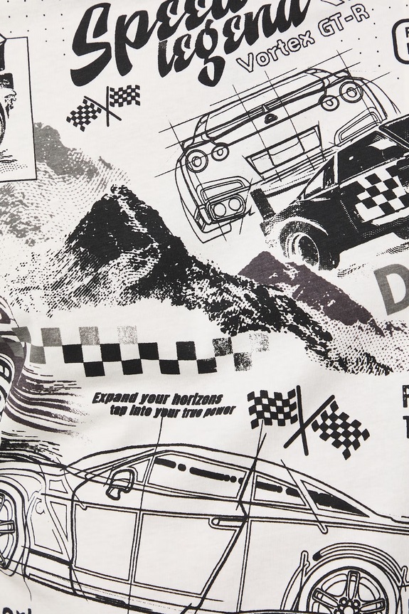 Bavlněné tričko pánské se vzorem RS26-TSM405 béžová