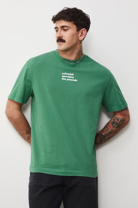 T-shirt męski bawełniany by Jagoda Pecela, Grafika Polska zielony RS26-TSM452