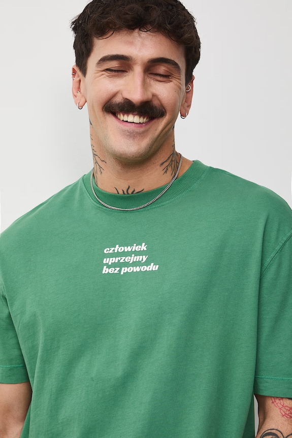T-shirt męski bawełniany by Jagoda Pecela, Grafika Polska RS26-TSM452 zielony