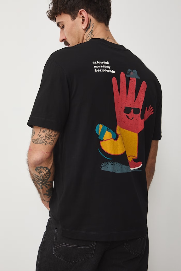 T-shirt męski bawełniany by Jagoda Pecela, Grafika Polska RS26-TSM452 czarny RS26