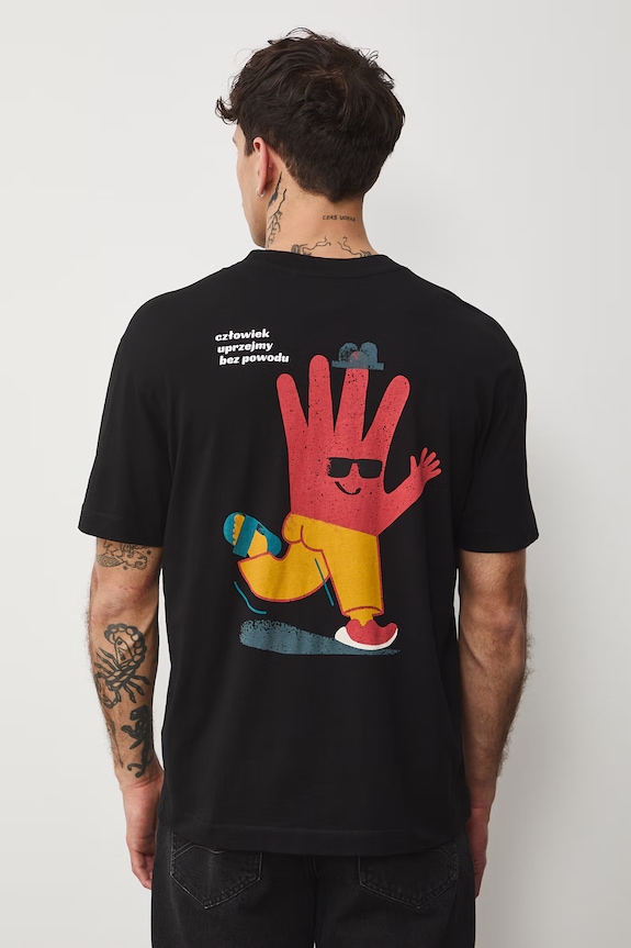 T-shirt męski bawełniany by Jagoda Pecela, Grafika Polska RS26-TSM452 czarny