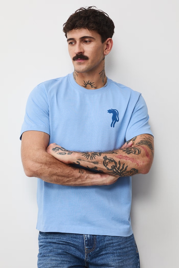 Odzież T-shirt męski bawełniany by Aga Serwicka, Grafika Polska RS26-TSM455 niebieski