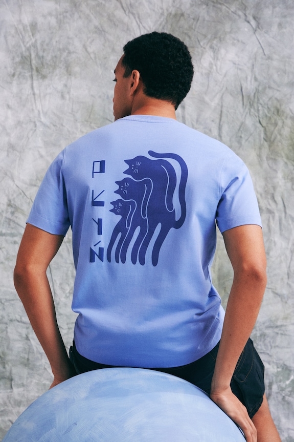 T-shirt męski bawełniany by Aga Serwicka, Grafika Polska niebieski RS26-TSM455