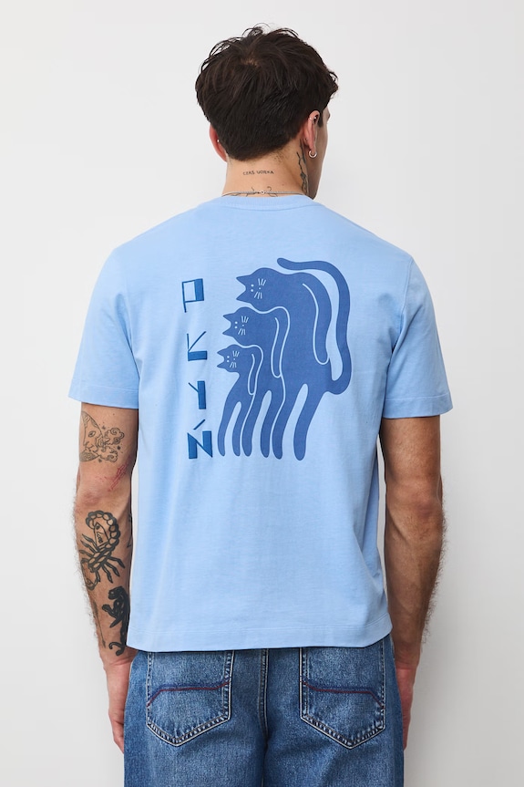 T-shirt męski bawełniany by Aga Serwicka, Grafika Polska niebieski RS26-TSM455
