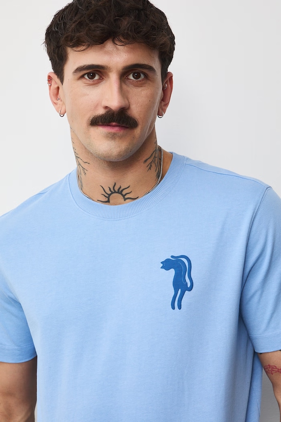 T-shirt męski bawełniany by Aga Serwicka, Grafika Polska RS26-TSM455 niebieski