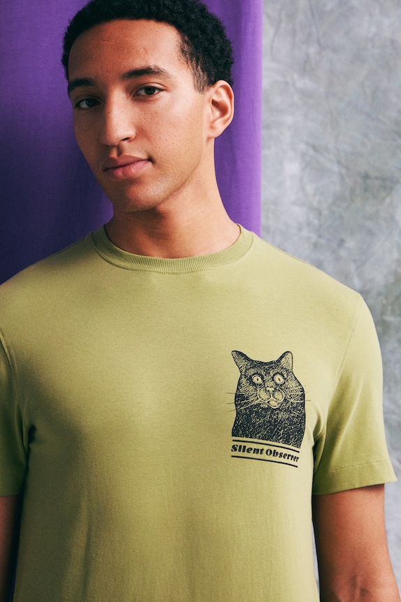 T-shirt męski bawełniany z elastanem by Aleksandra Czarny, Grafika Polska zielony RS26-TSM456