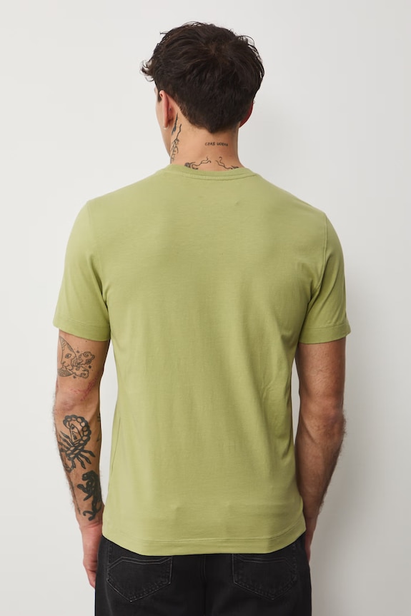T-shirt męski bawełniany z elastanem by Aleksandra Czarny, Grafika Polska zielony RS26-TSM456