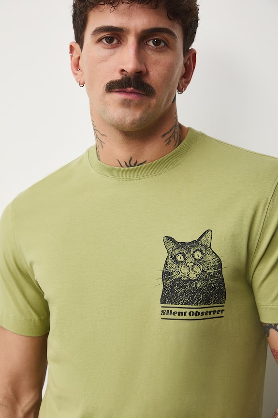 T-shirt męski bawełniany z elastanem by Aleksandra Czarny, Grafika Polska RS26-TSM456 zielony