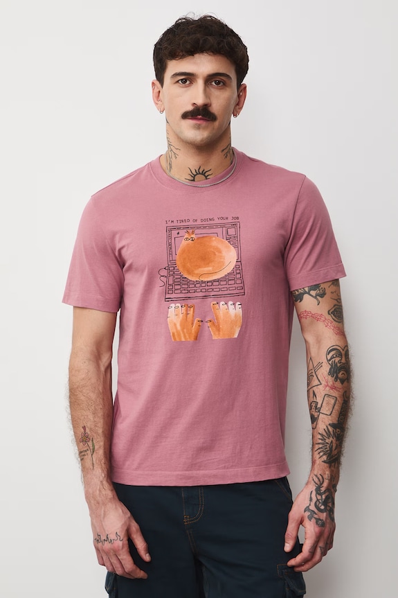 T-shirt męski bawełniany by Paweł Szlotawa, Grafika Polska różowy RS26-TSM457