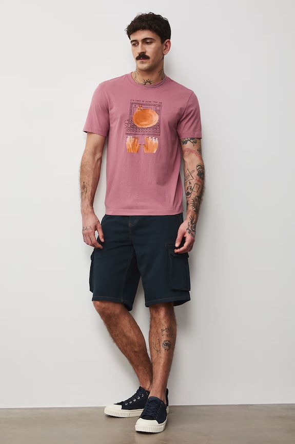 Odzież T-shirt męski bawełniany by Paweł Szlotawa, Grafika Polska RS26-TSM457 różowy