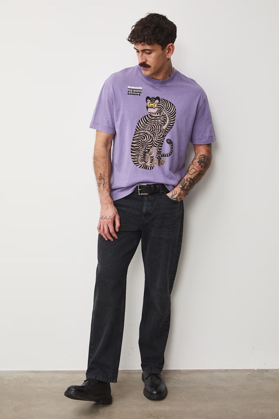 T-shirt męski bawełniany Lola Styrylska, Grafika Polska RS26-TSM458 fioletowy RS26