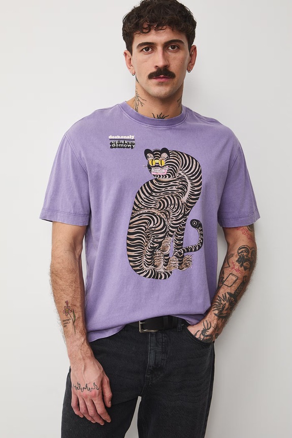 Odzież T-shirt męski bawełniany Lola Styrylska, Grafika Polska RS26-TSM458 fioletowy