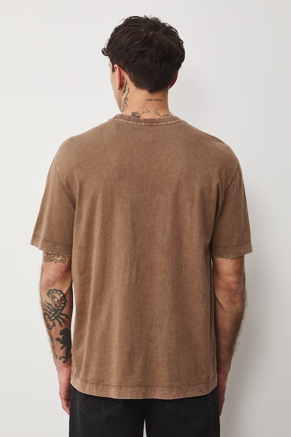 T-shirt męski bawełniany Lola Styrylska, Grafika Polska brązowy RS26-TSM458