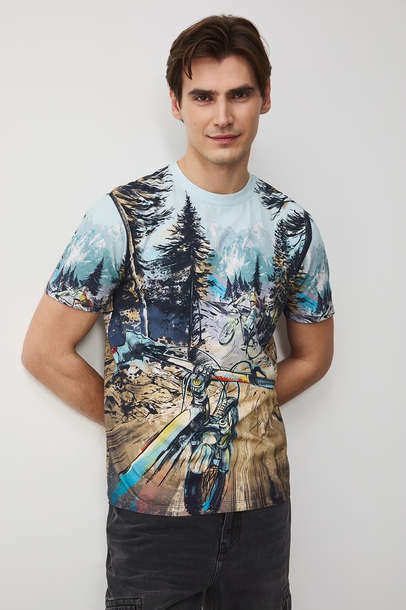 T-shirt męski bawełniany z elastanem multicolor RS26-TSM500