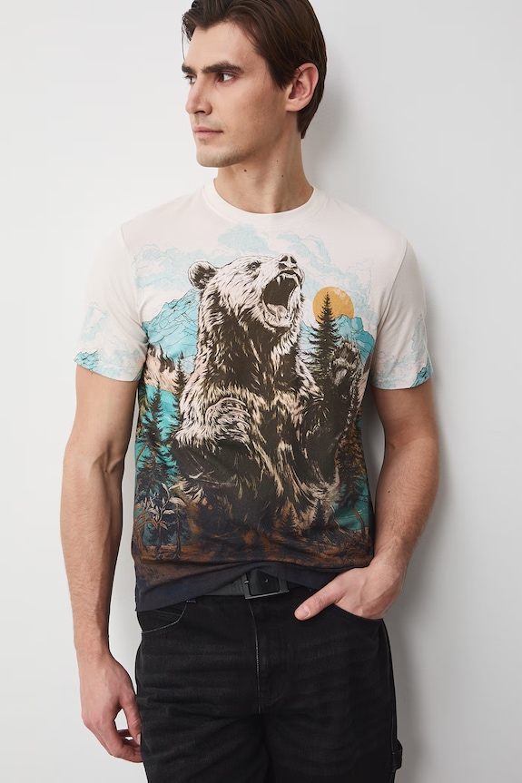 T-shirt męski bawełniany z elastanem multicolor RS26-TSM501