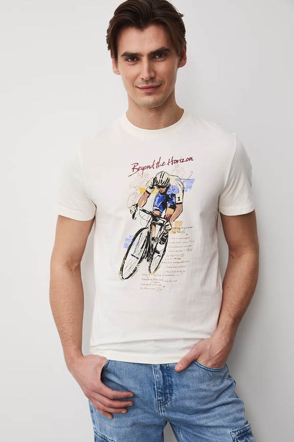 T-shirt męski bawełniany RS26-TSM502 beżowy RS26