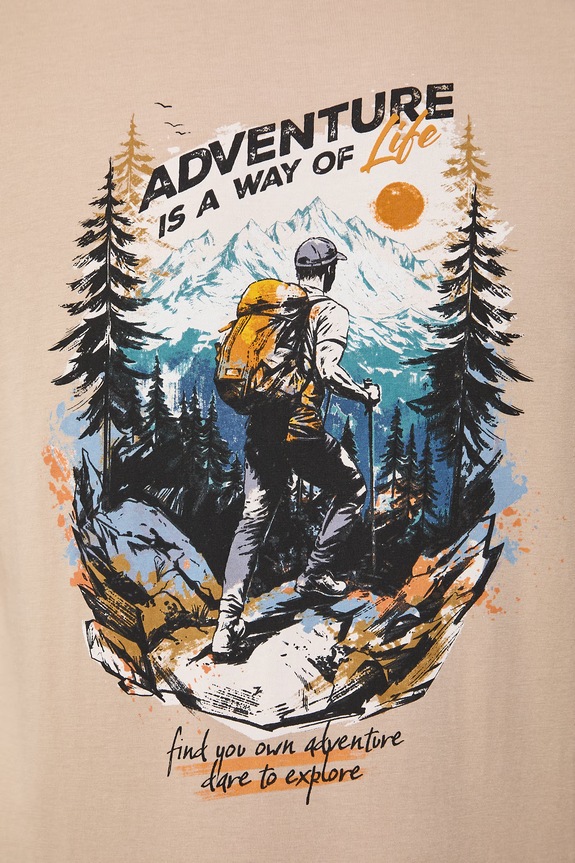T-shirt męski bawełniany RS26-TSM503 beżowy