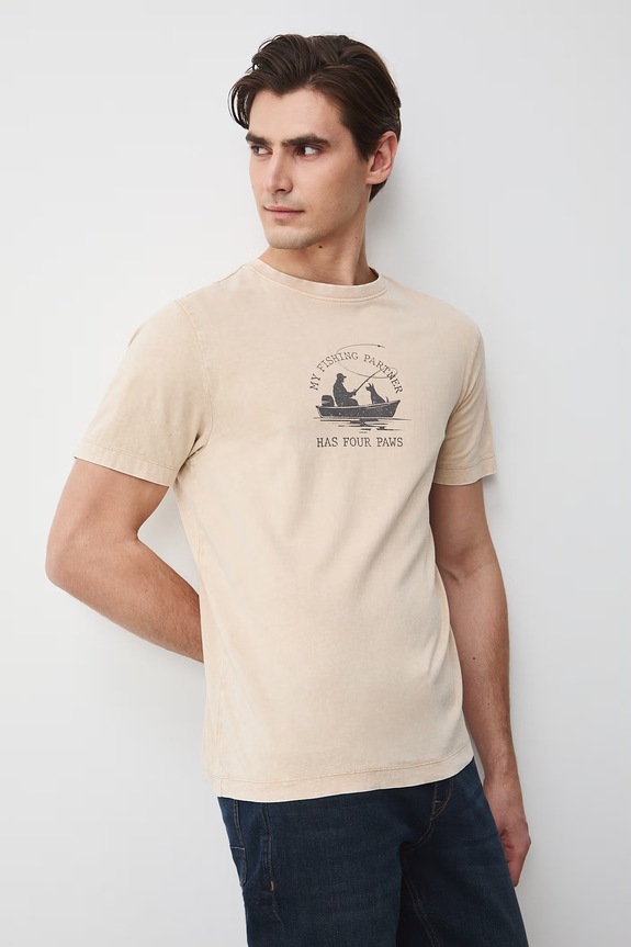 T-shirt męski bawełniany beżowy RS26-TSM504