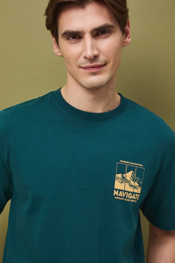 T-shirt męski bawełniany turkusowy RS26-TSM506