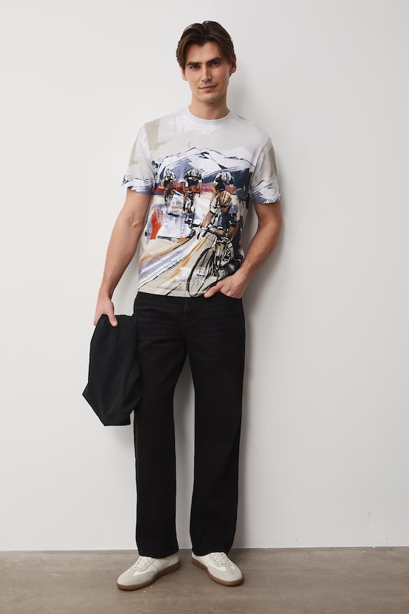 T-shirt męski bawełniany z elastanem RS26-TSM507 beżowy RS26